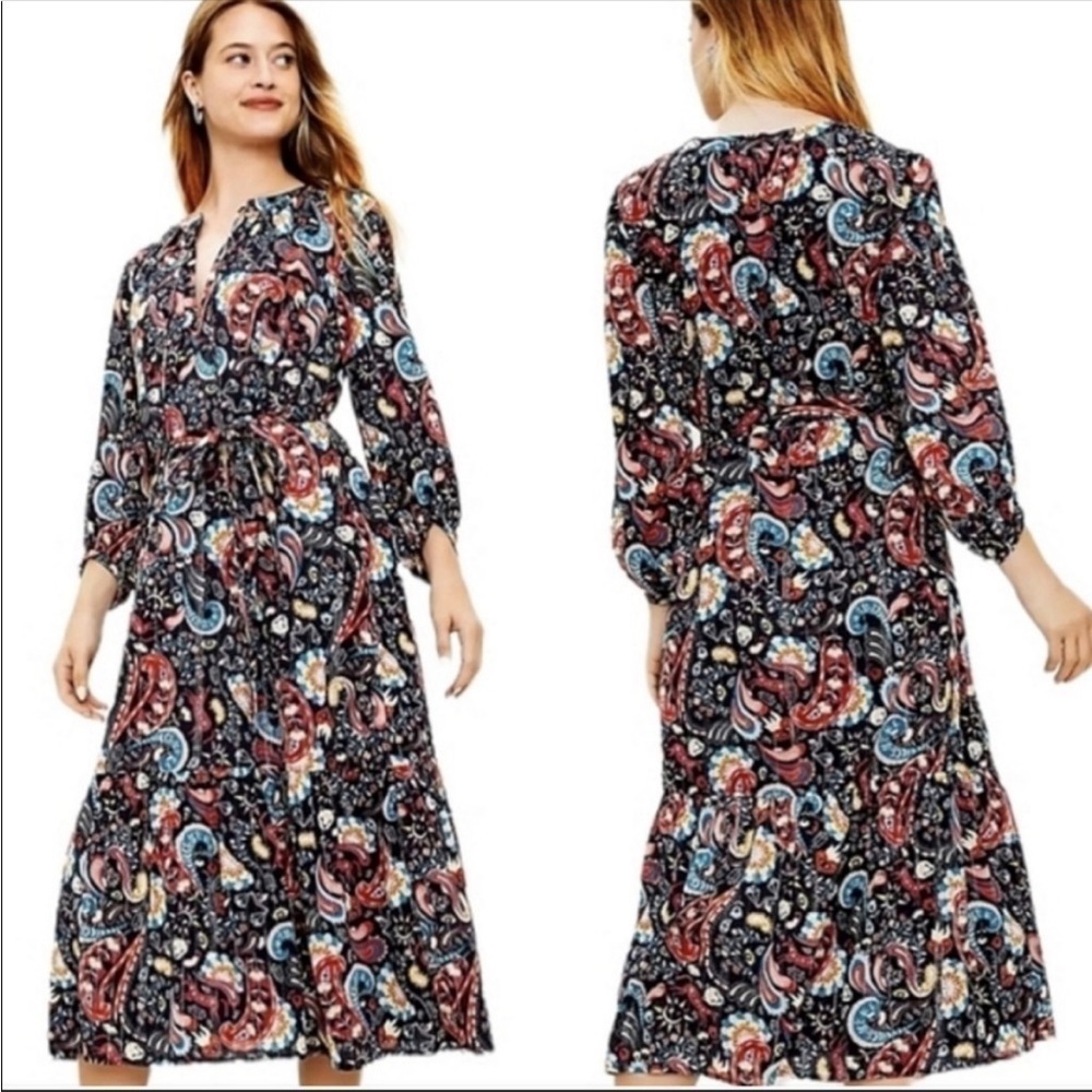 NWT Ann Taylor LOFT Dress Enchanted Forest Magical Evil Eye Unicorn Mystical Med